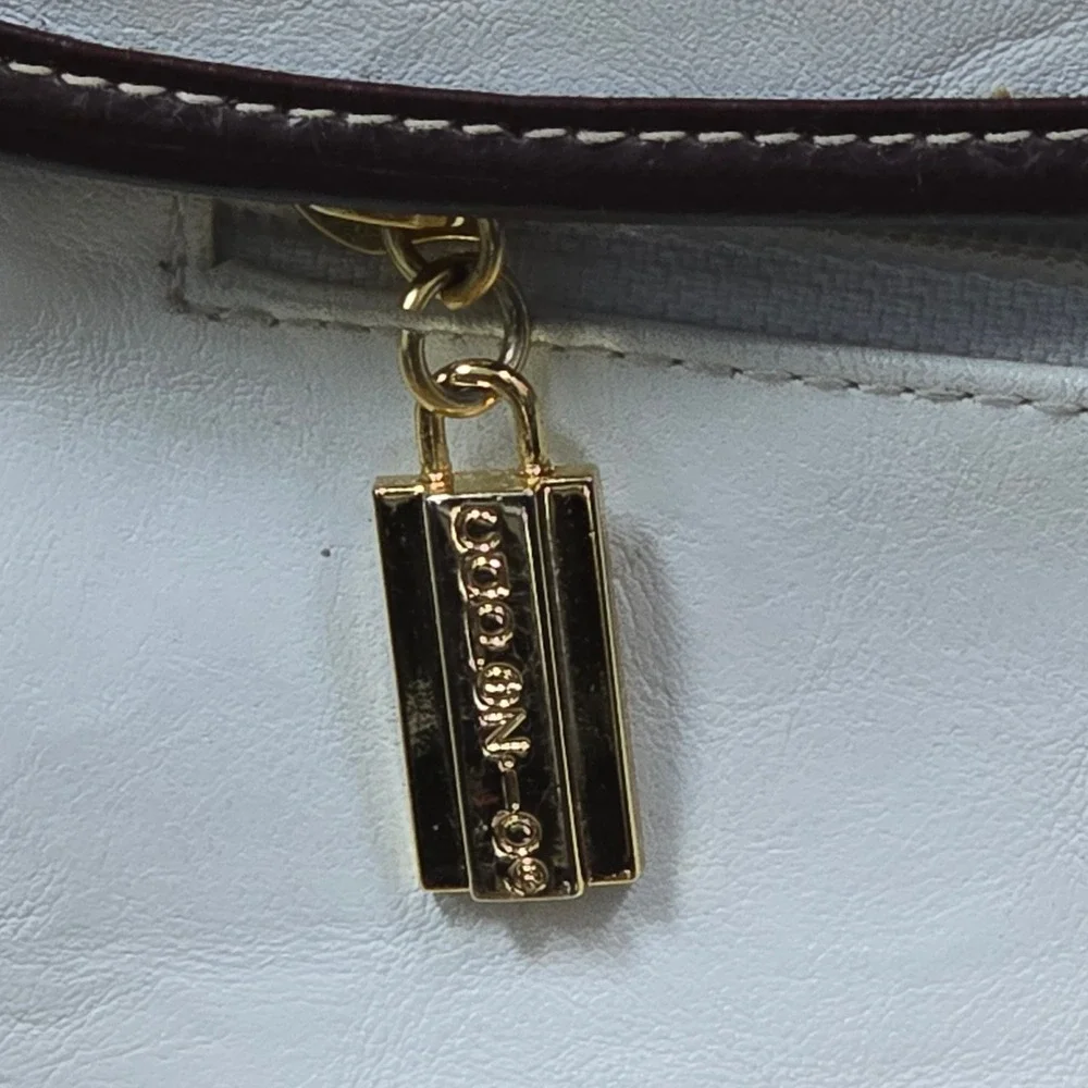 Capezio Vintage White Brown Two Tone Satchel Crossbody Bag Gold Hardware